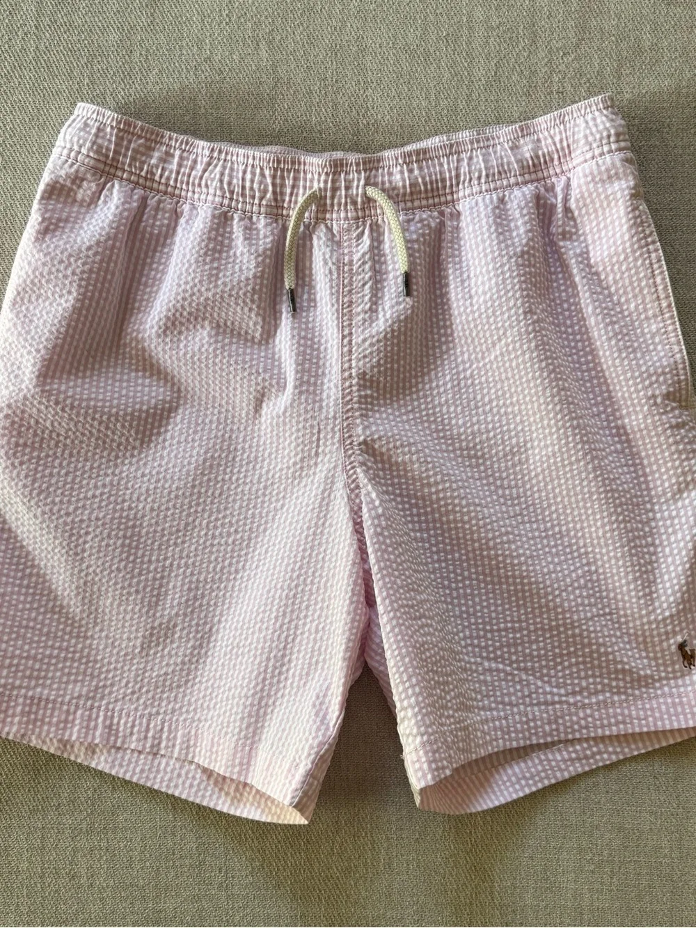 Polo Ralph Lauren Boys Traveler Stretch Seersucker Swim Trunks Size L (14-16)